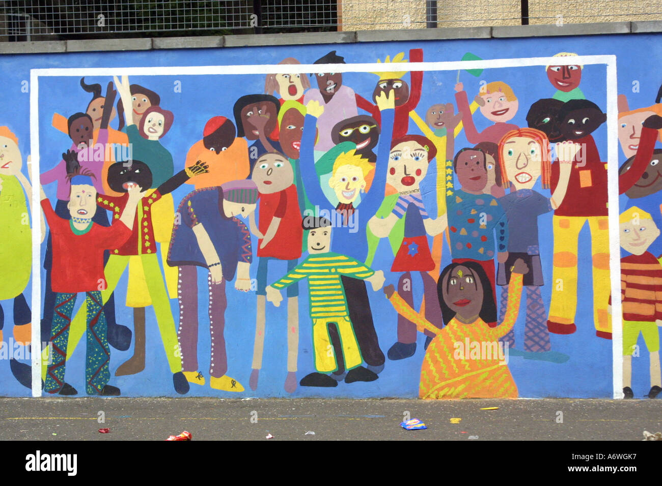 School playground painting of children painted by children Stock Photo Alamy
