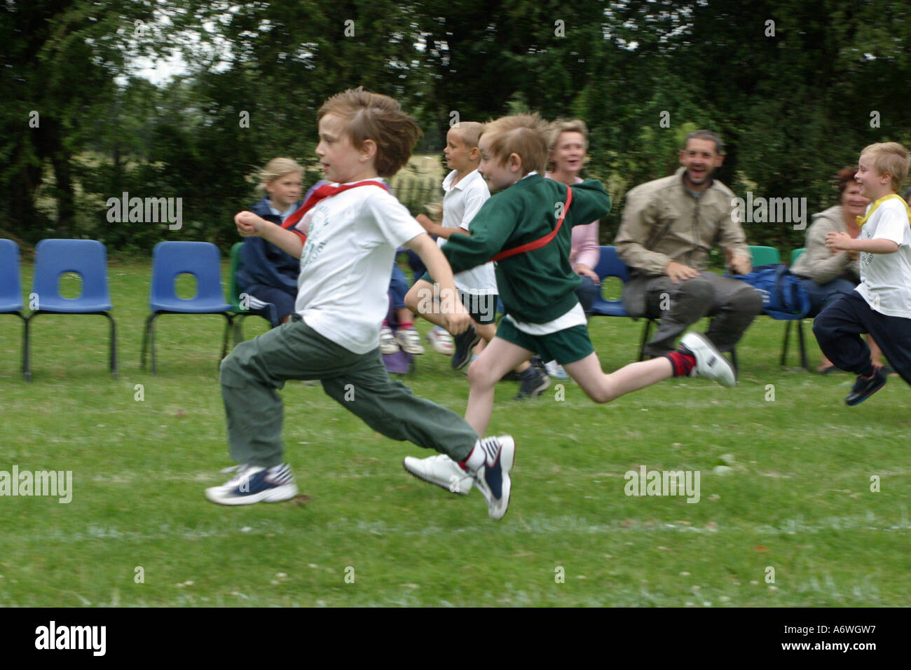 Primary school sports day race Stock Photo