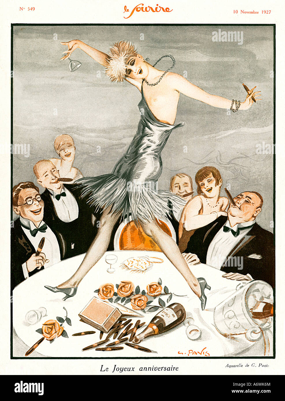 Joyeux Anniversaire 1927 French Magazine Illustration Of What Indeed Does Look Like A Happy Birthday Stock Photo Alamy