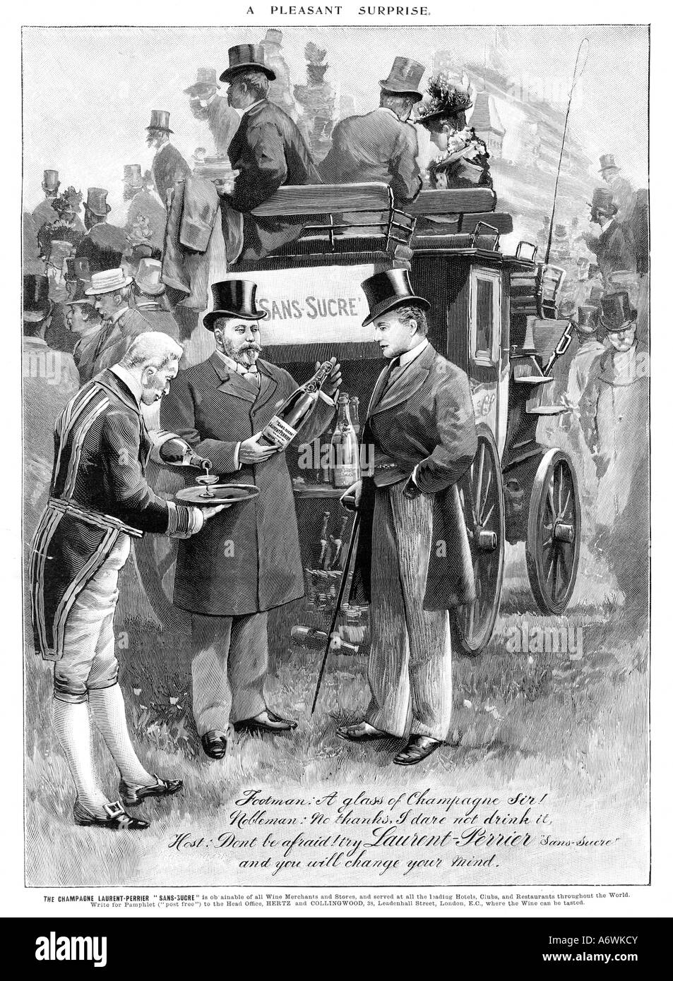 Prince of Wales Laurent Perrier 1897 advert for the champagne with an  unnamed Nobleman at the races Stock Photo - Alamy