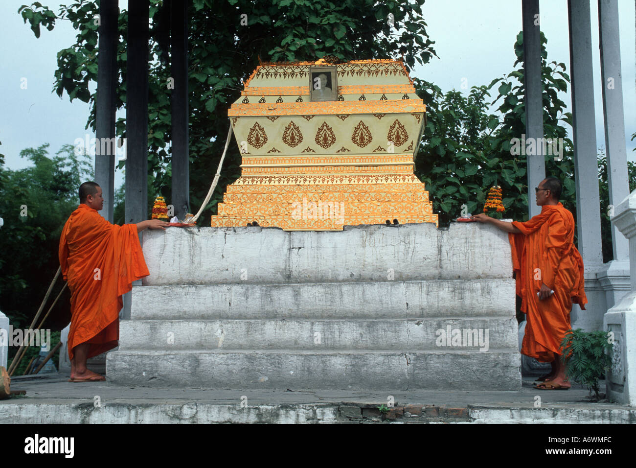 Lao Buddhist funeral and cremation ceremony Stock Photo