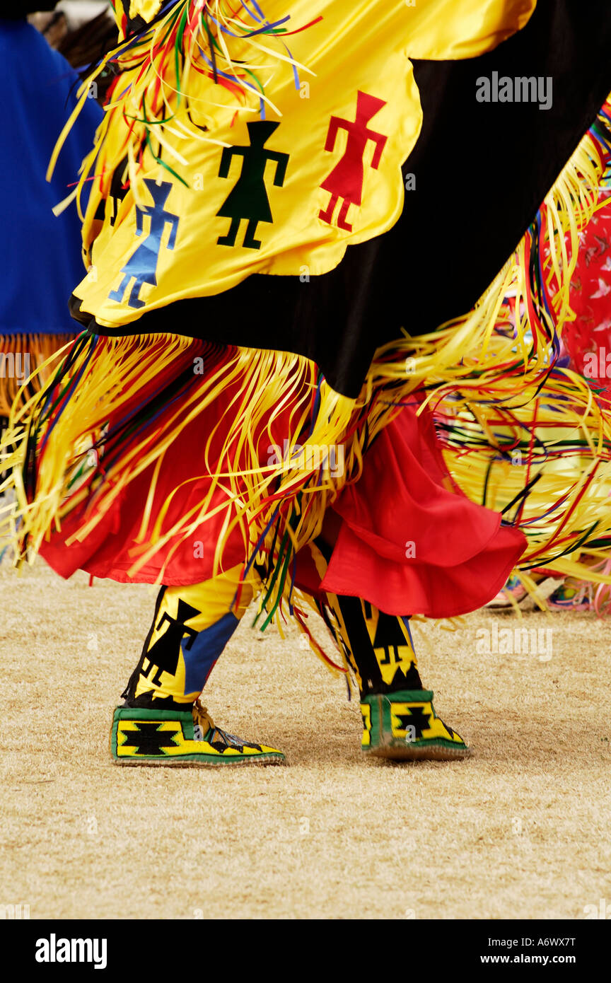 Native American dancers at the annual O Odham Tash Powwow in Casa Grande Arizona Stock Photo