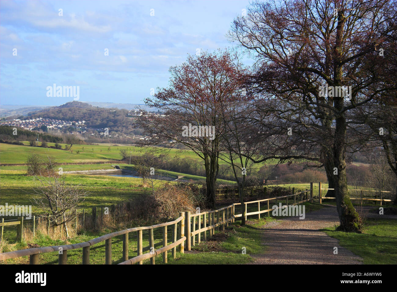 View Towards Cwmbran from Fourteen Locks Torfaen South East Wales Stock Photo