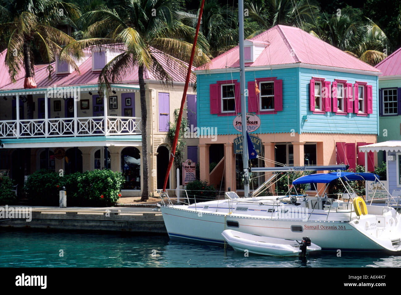 Soper's Hole Wharf & Marina Frenchman's Cay Tortola Island British Virgin Islands Stock Photo