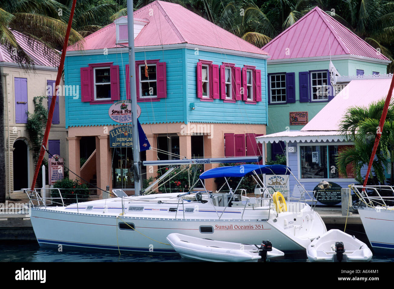 Soper's Hole Wharf & Marina Frenchman's Cay Tortola Island British Virgin Islands Stock Photo