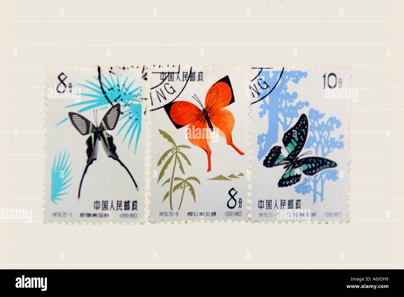 Chinese butterfly stamps Stock Photo