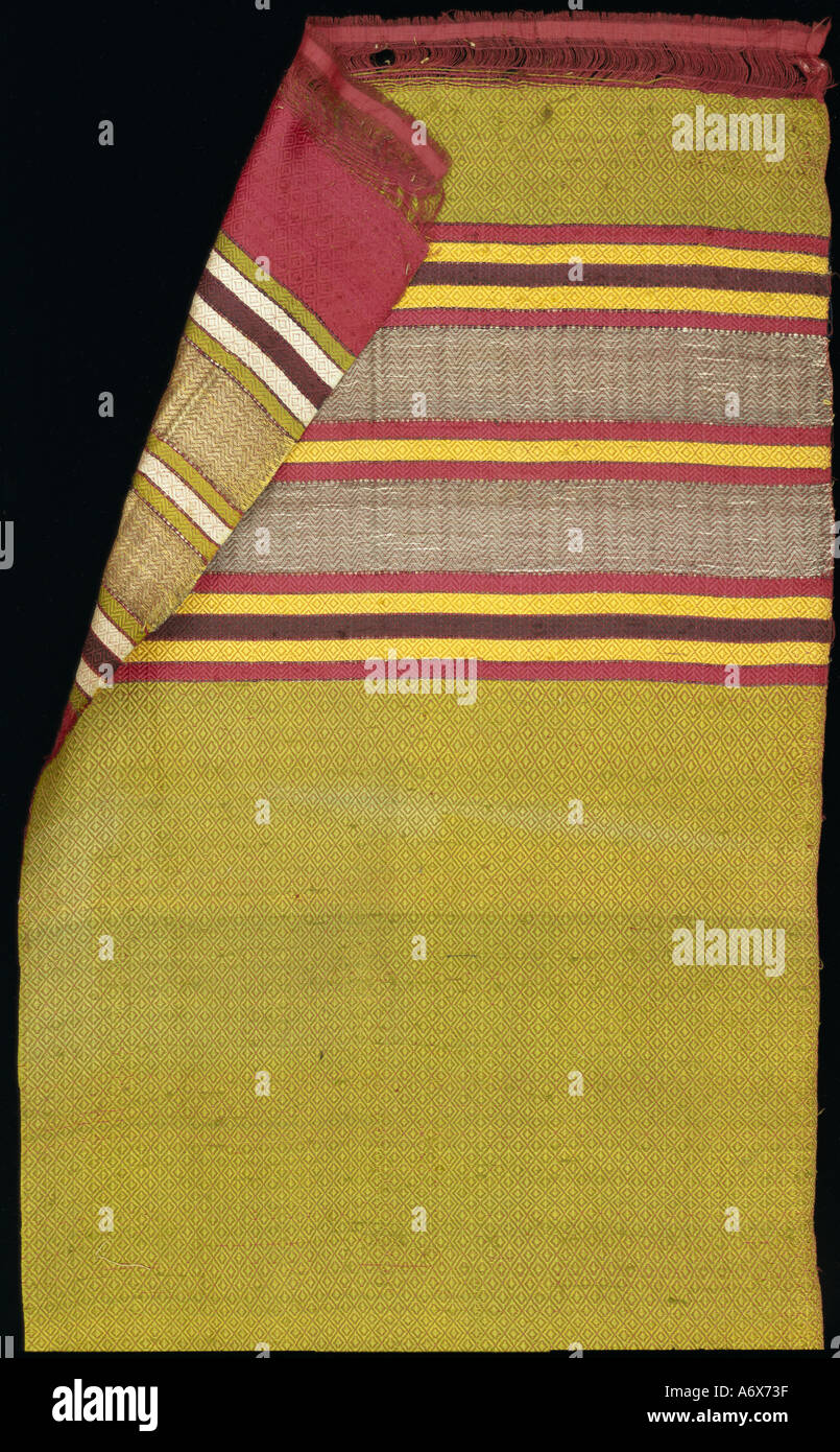 Woven silk fragment. Punjab, India, mid 19th century. Stock Photo