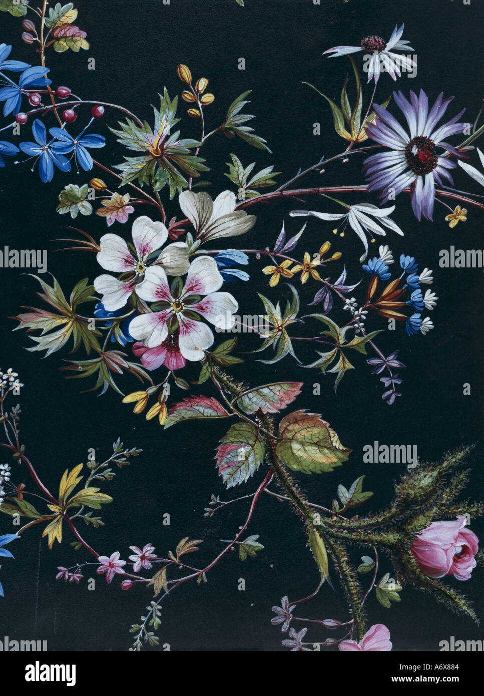 Flower textile design by William Kilburn. England, late 18th century