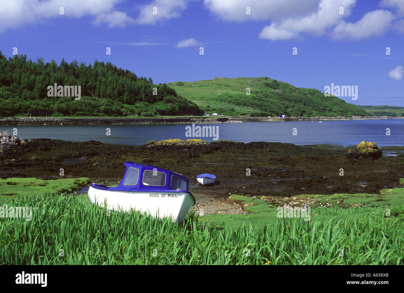 View across Loch na Lathaich from the village of Bunessan on the Ross of Mull, Argyll & Bute, Scotland, UK. Stock Photo