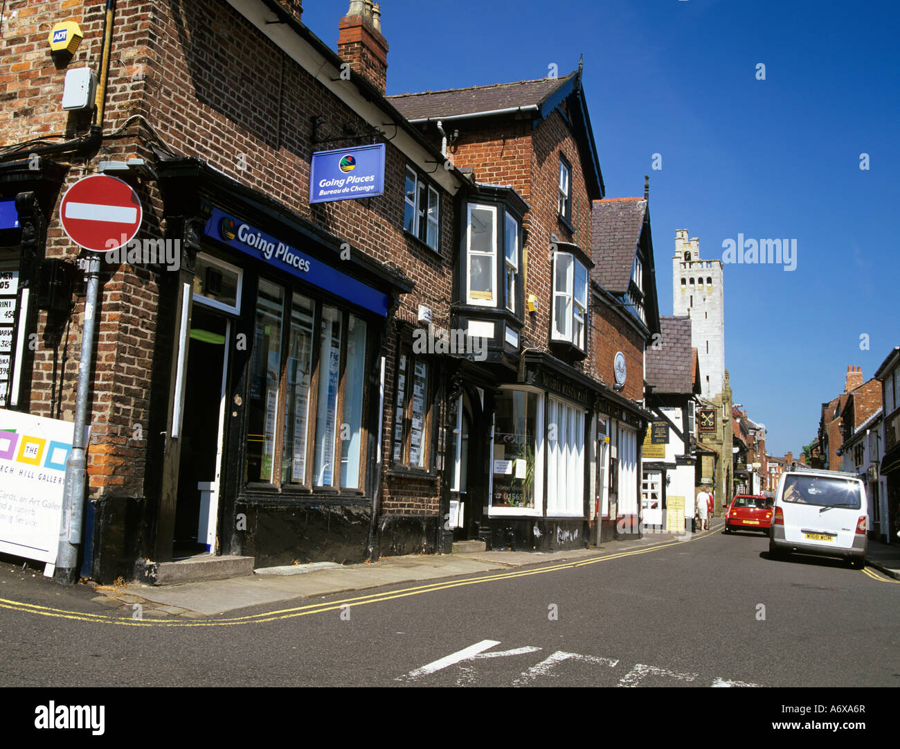 KNUTSFORD CHESHIRE UK June View along the narrow King Street in this