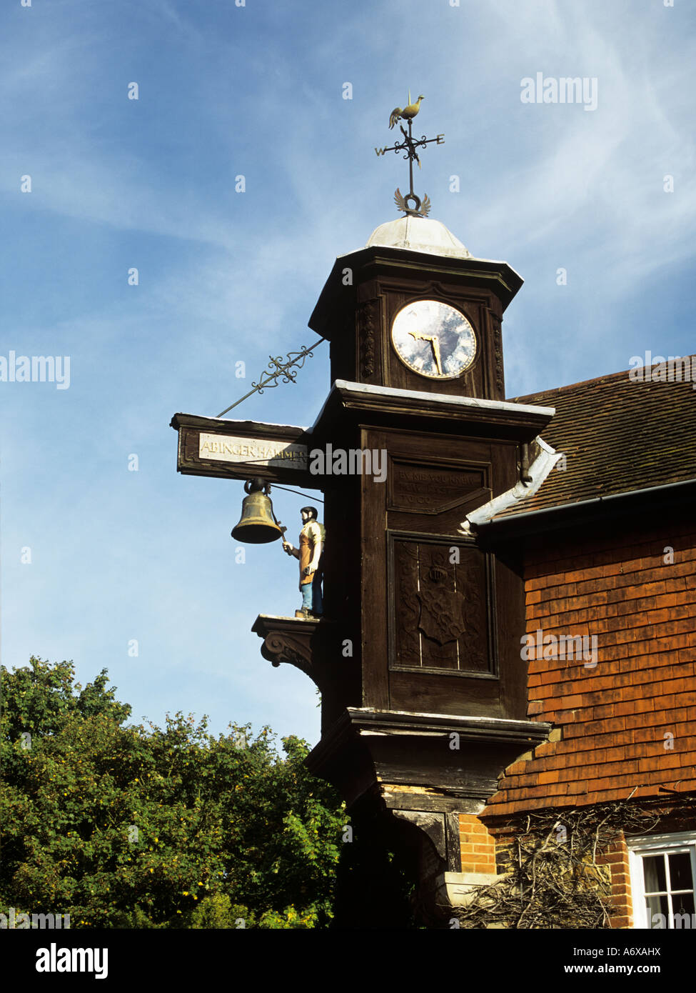 ABINGER HAMMER SURREY UK October The village clock has a smith hitting