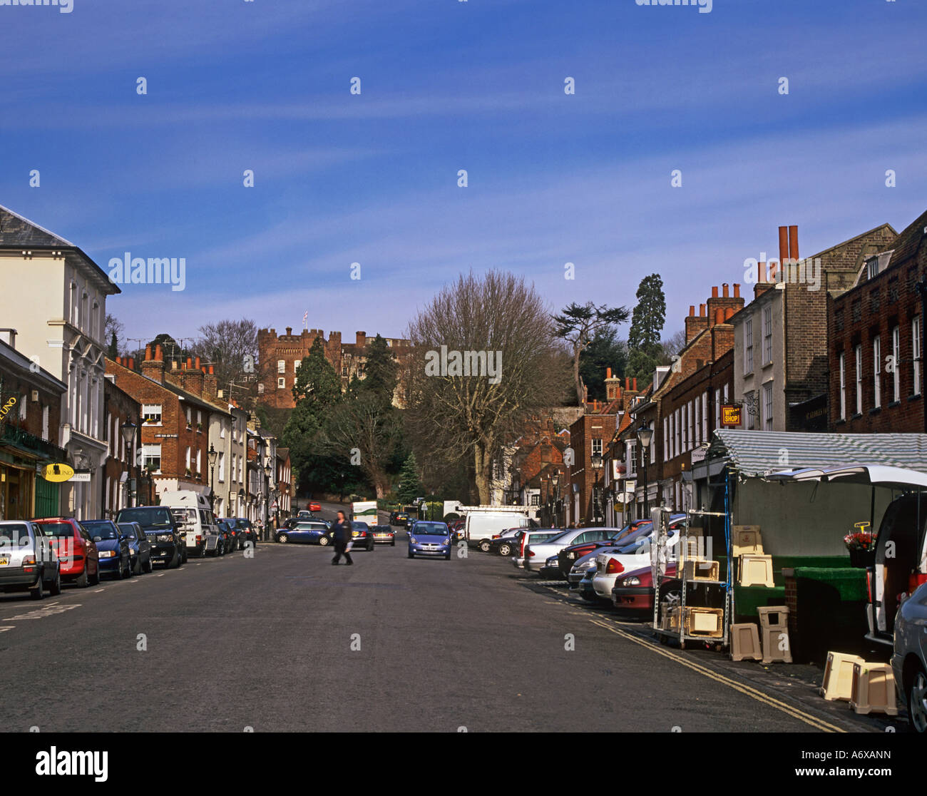 FARNHAM SURREY UK February Looking up Castle Street towards Farnham