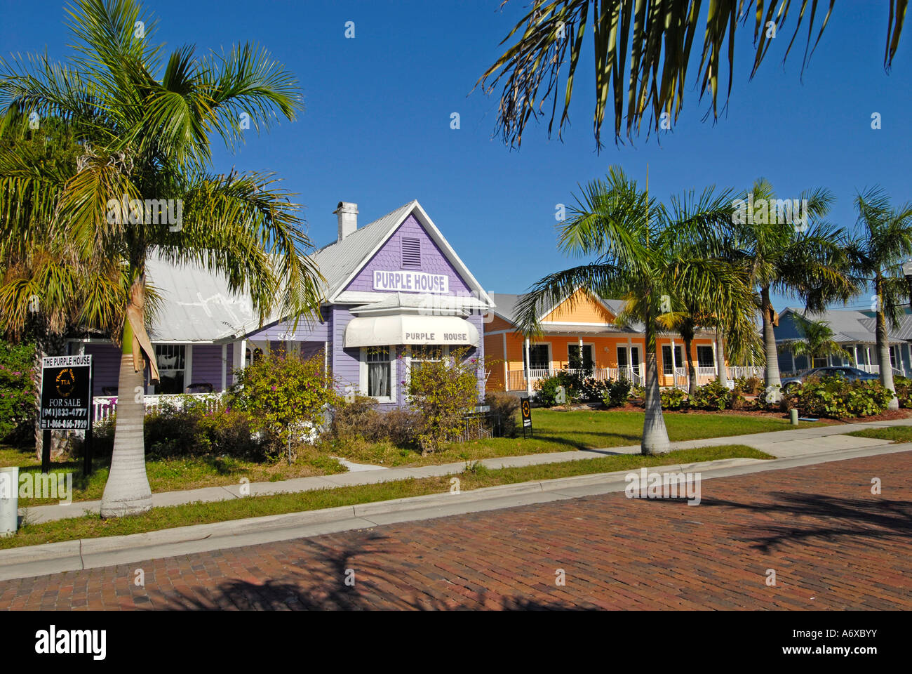 Quaint downtown shopping district in Punta Gorda Florida FL on the 