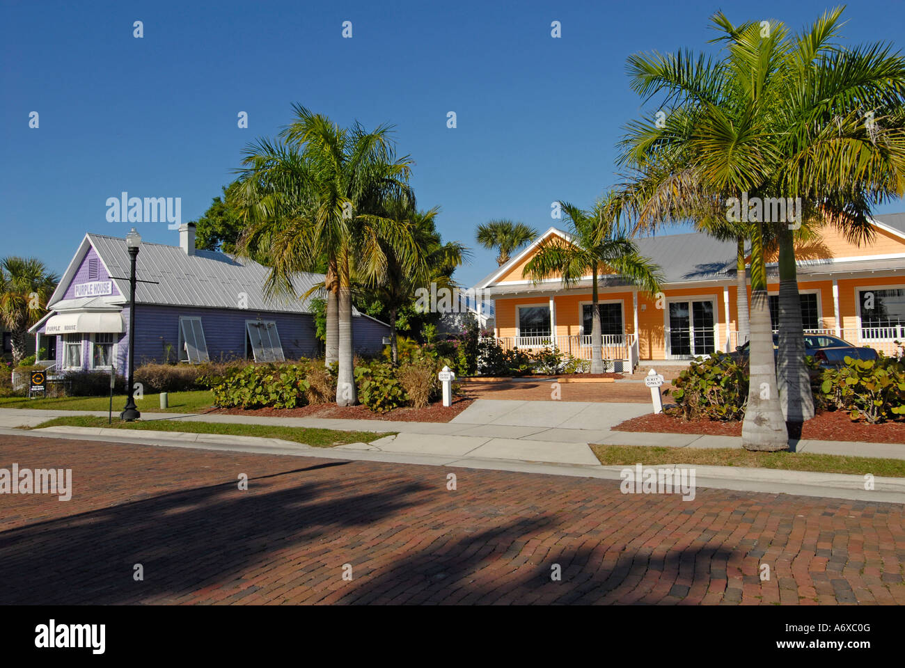 Quaint downtown shopping district in Punta Gorda Florida FL on