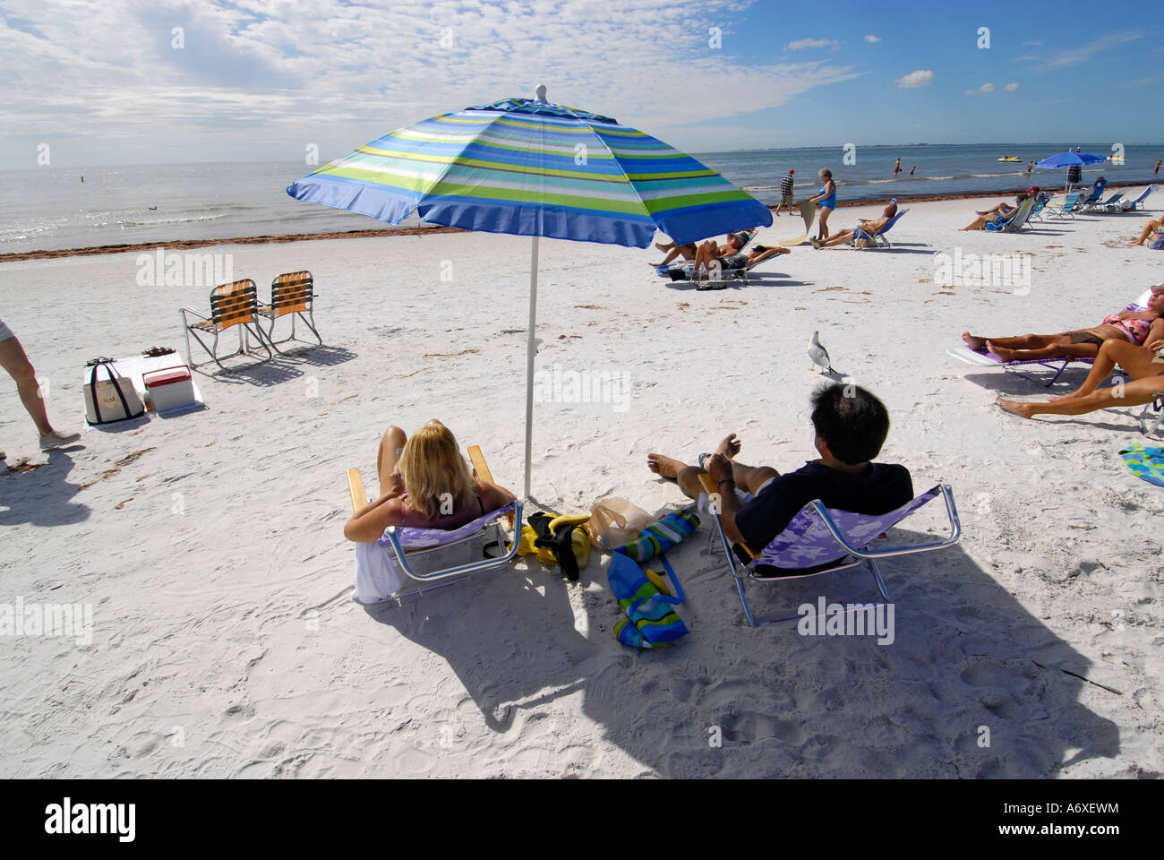 Fort Meyers Beach Florida FL is a popular tourist snowbird student spring break destination recreation and vacation holiday Stock Photo