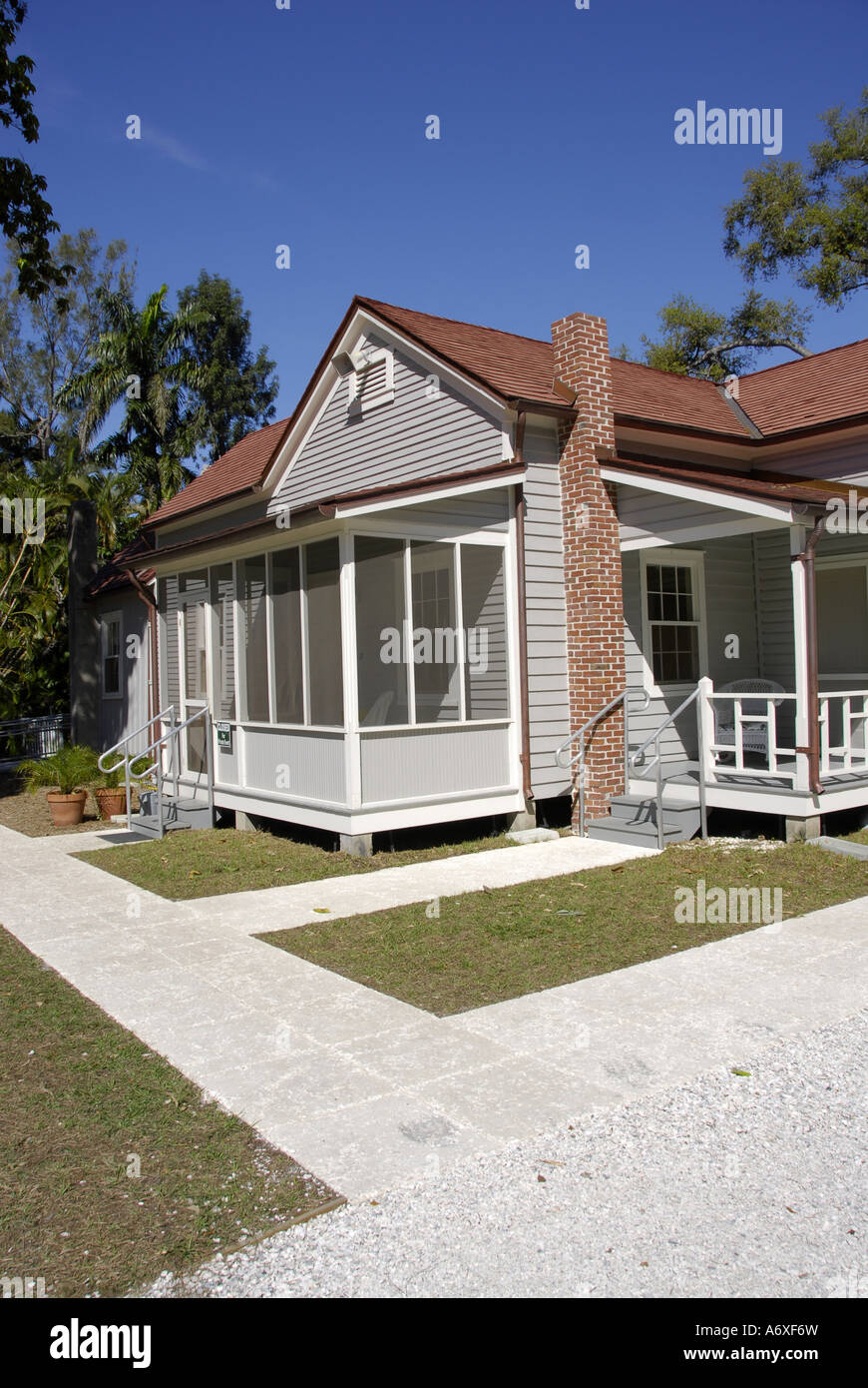 Southwest Ft Fort Meyers Myers Florida FL Ford Caretaker Cottage located on Edison and Ford Winter Estates Stock Photo
