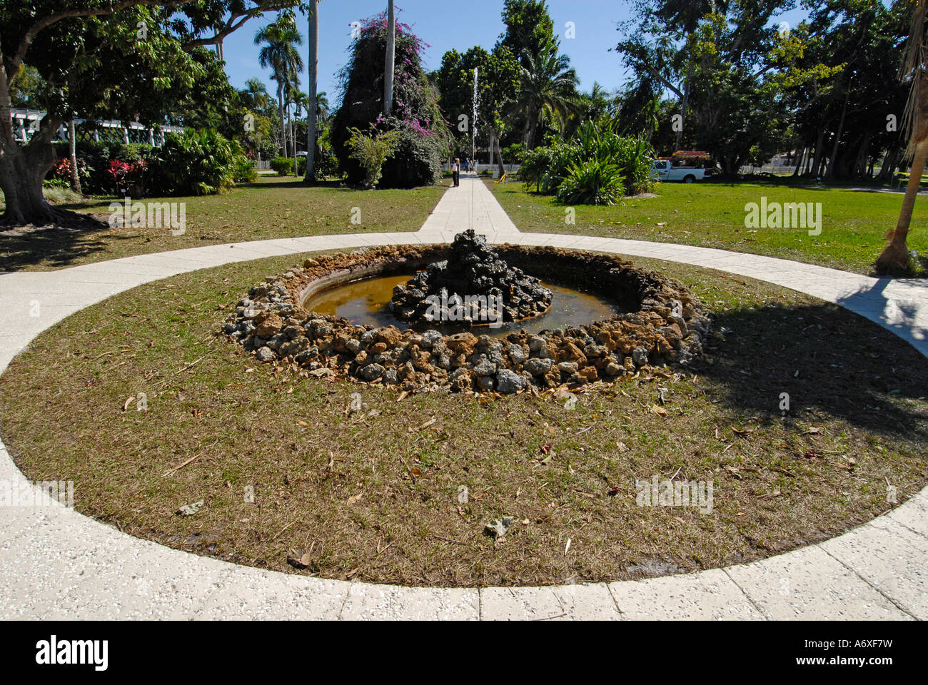 Southwest Ft Fort Meyers Myers Florida FL Fountain located on Edison and Ford Winter Estates Stock Photo