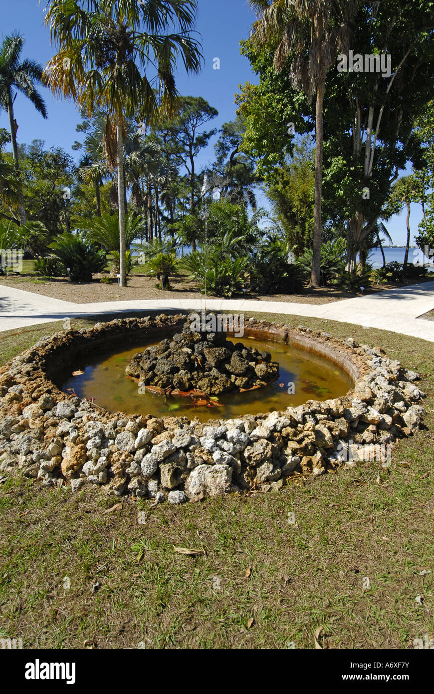 Southwest Ft Fort Meyers Myers Florida FL Fountain located on Edison and Ford Winter Estates Stock Photo