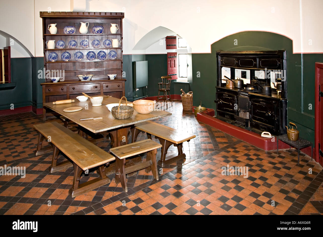 Kitchen With Range And Welsh Dresser Castell Coch Wales Uk Stock