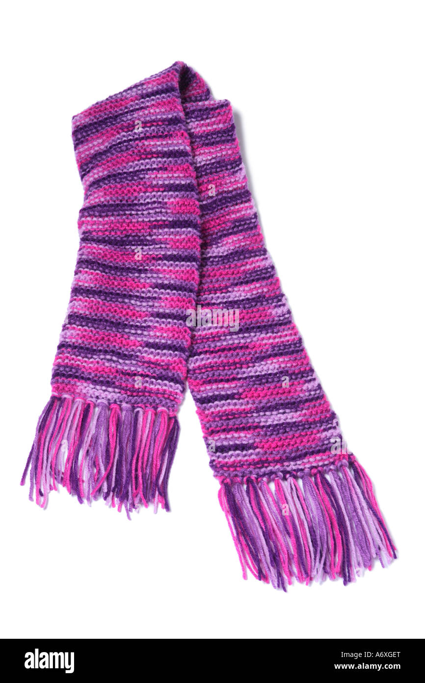 Knitted scarf cut out on white background Stock Photo