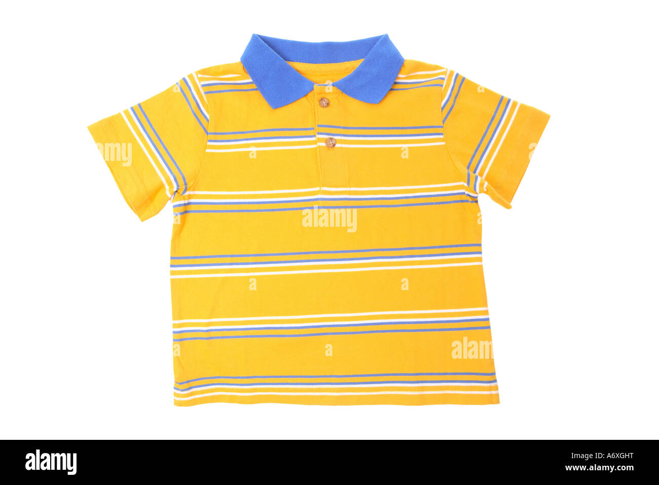 Yellow stripped shirt cut out on white background Stock Photo