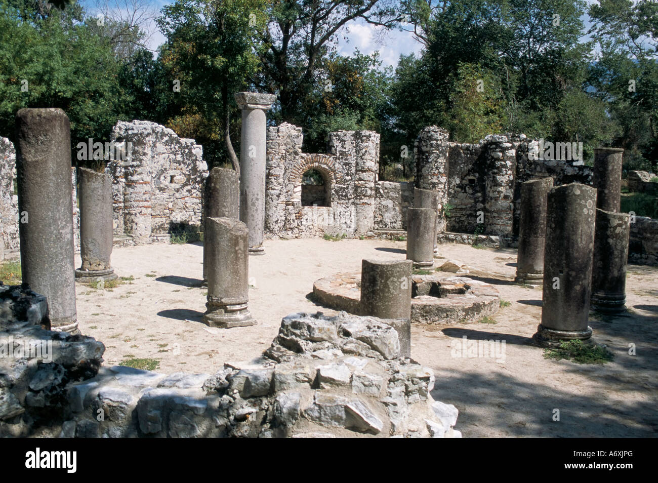 Archaeological site with fine mosaic floor covered up Butrinti Albania ...