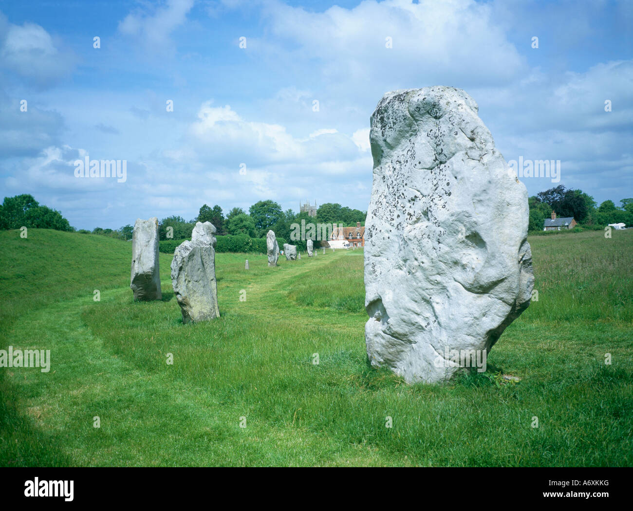 Standing stones in prehistoric stone circle Avebury UNESCO World