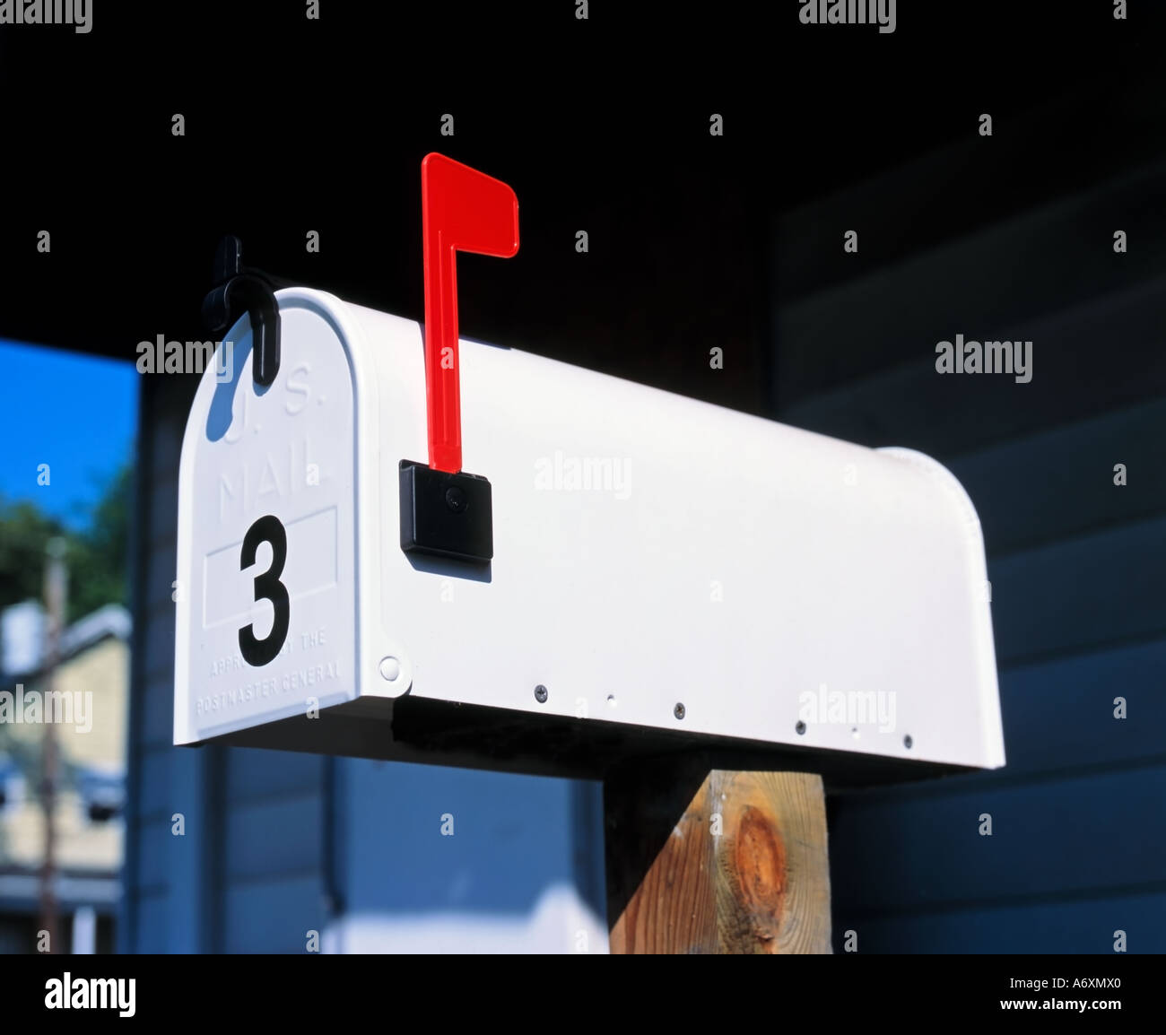 US Mailbox Red Flag Ready for Collection Sign Stock Photo Alamy