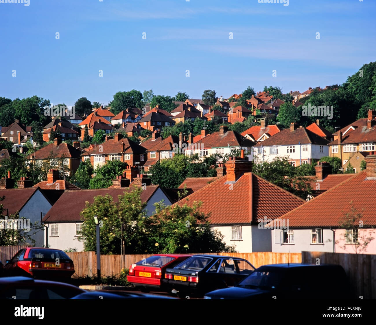 Typical English Urban Housing Scene, High Wycombe, Buckinghamshire, England, United Kingdom Stock Photo