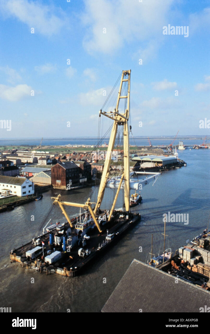 Heavy Lift Barge River Yare Great Yarmouth Norfolk United Kingdom Stock