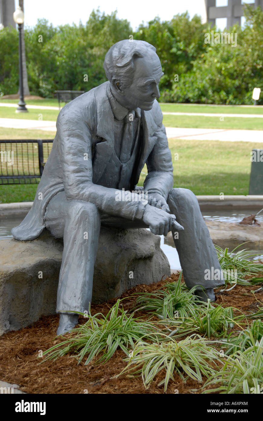 Uncommon Friends statue Harvey Firestone in the Centennial Park  Ft Fort Myers Florida FL Stock Photo