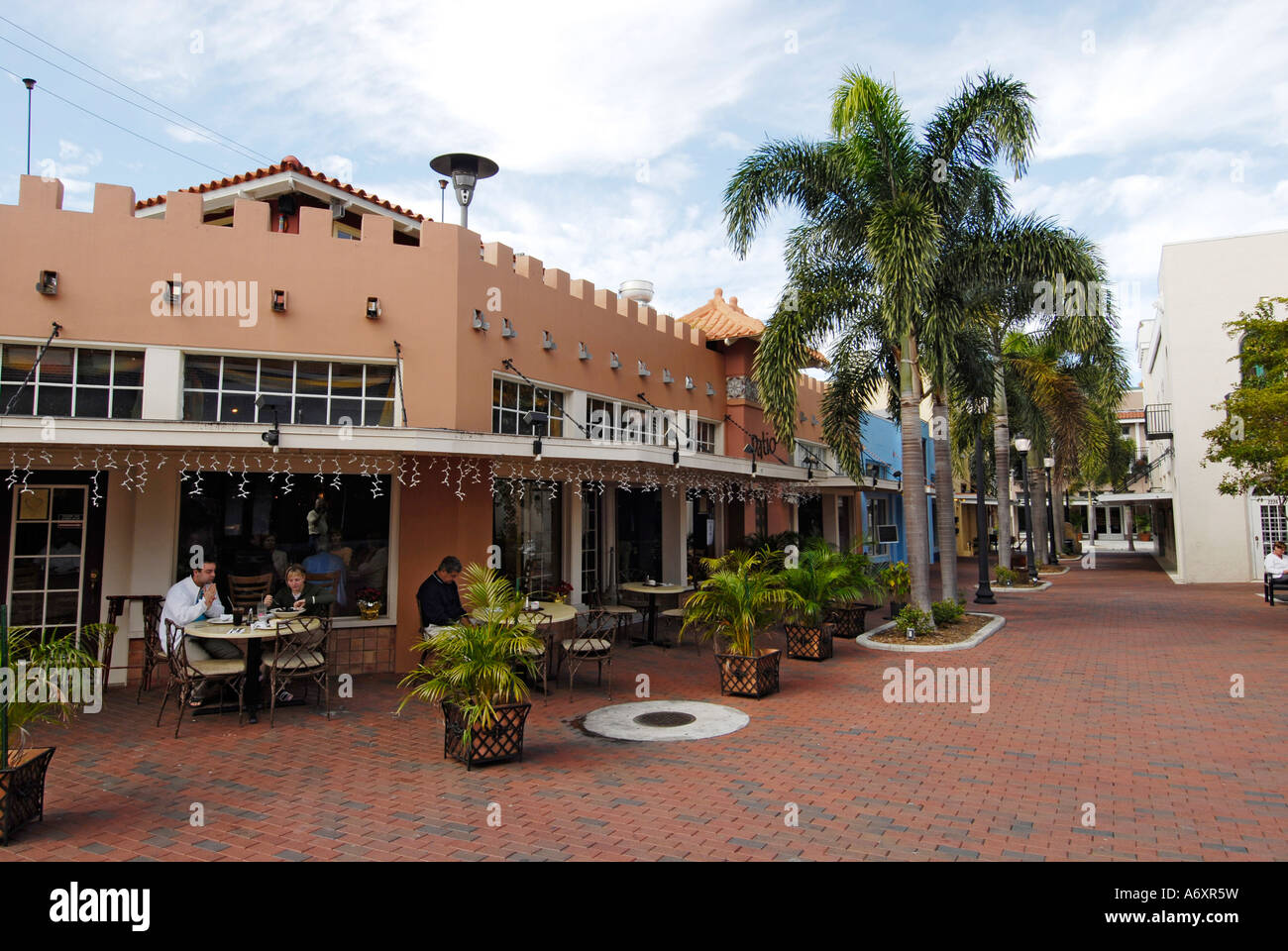 Patio de Leon in Historical downtown Ft Fort Myers Florida Fl Stock