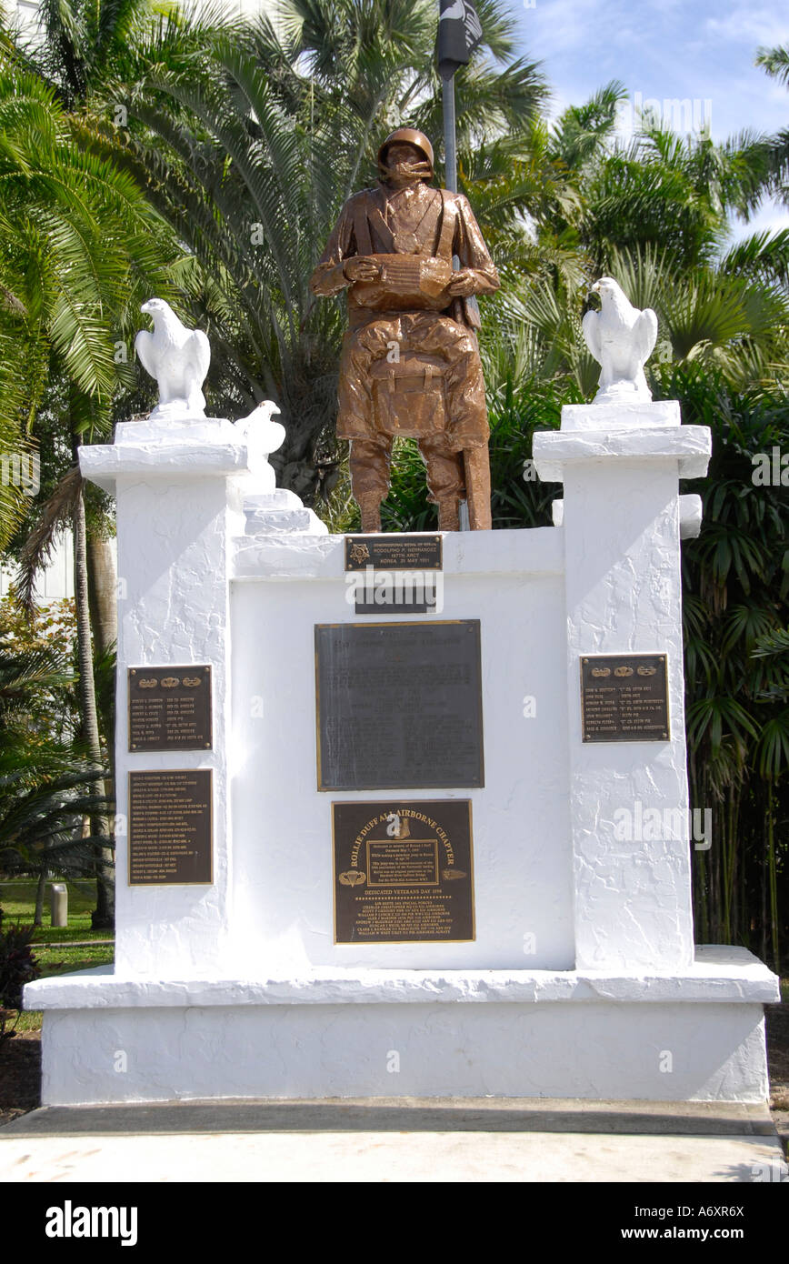 Rodolpho Hernandez Medal of Honor winner Statue in Historical downtown Ft Fort Myers Florida Fl Stock Photo