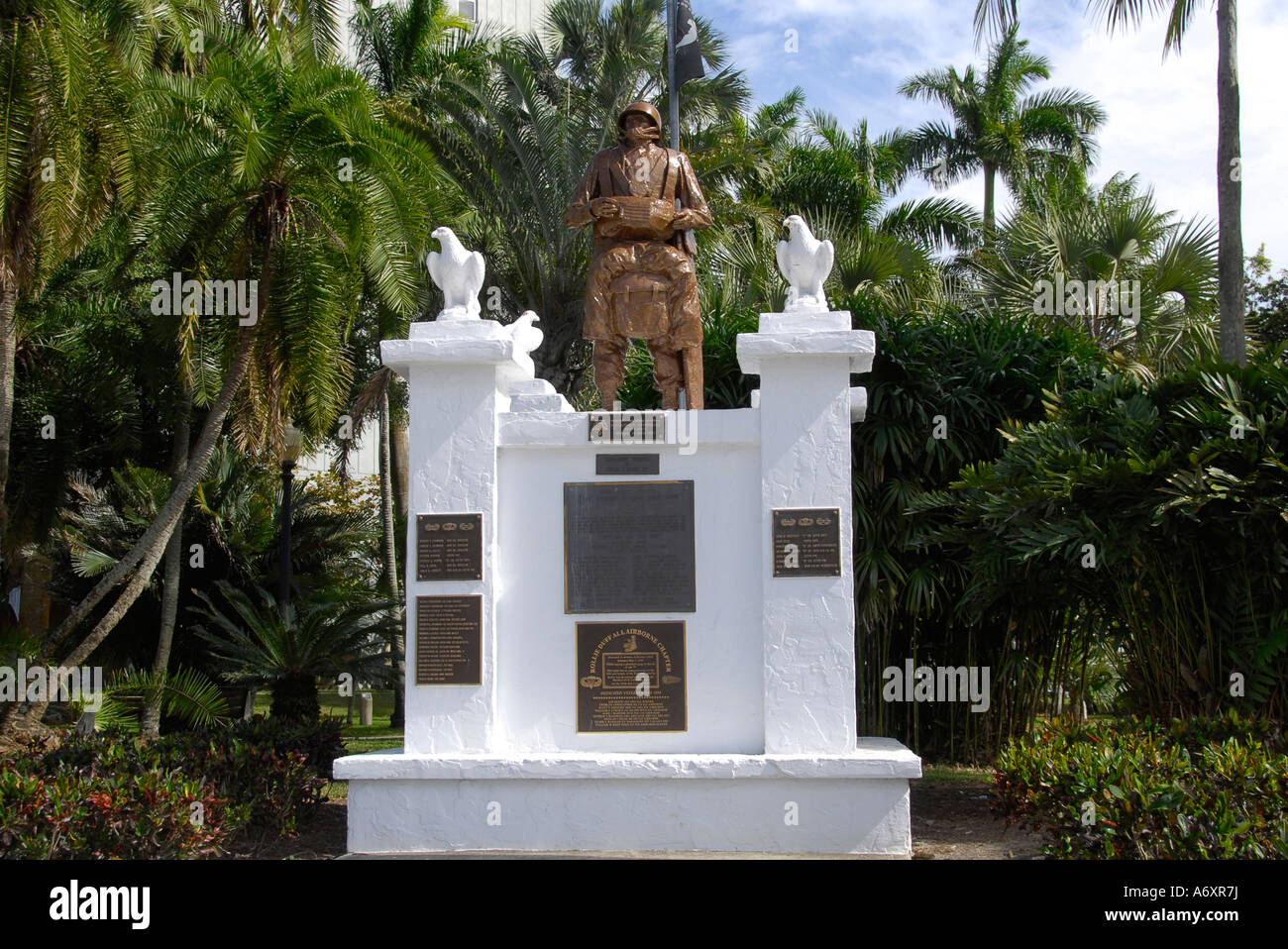 Rodolpho Hernandez Medal of Honor winner Statue in Historical downtown Ft Fort Myers Florida Fl Stock Photo