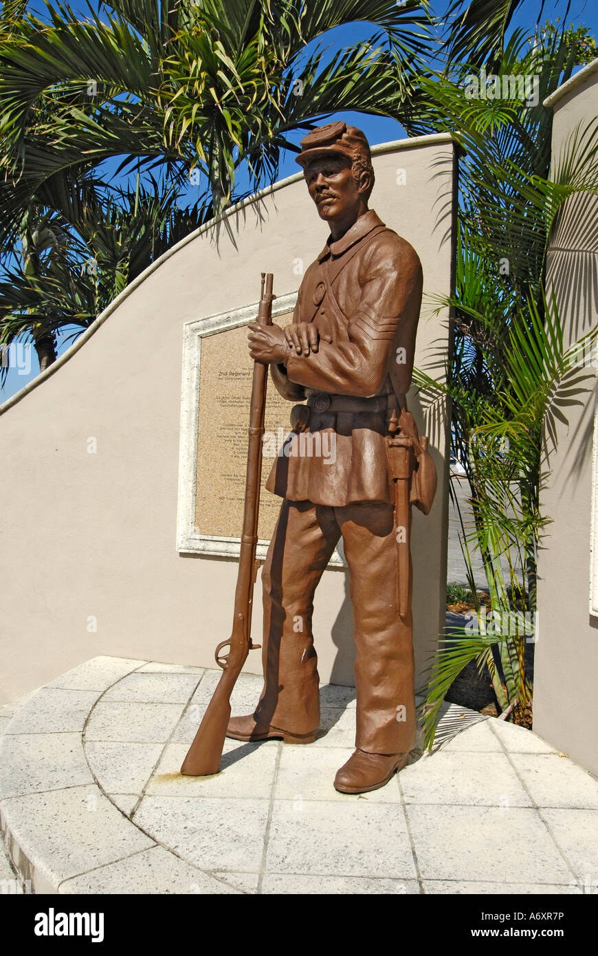 Fort Ft Myers Centennial Park Memorial to the Colored Black Troops serving in the Civil war Stock Photo