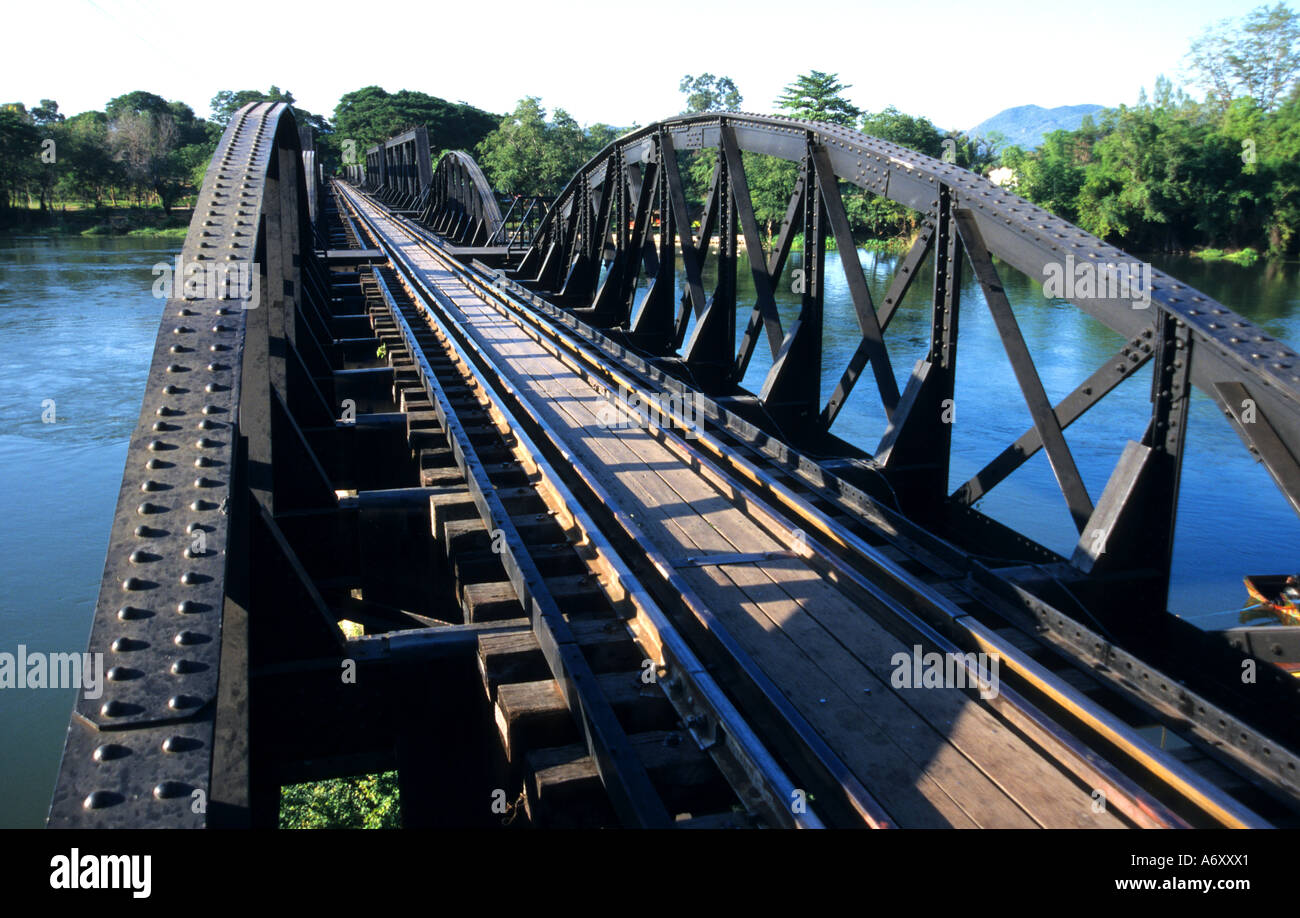 Bridge River Kwai Thailand Thai Train Railroad war Stock Photo