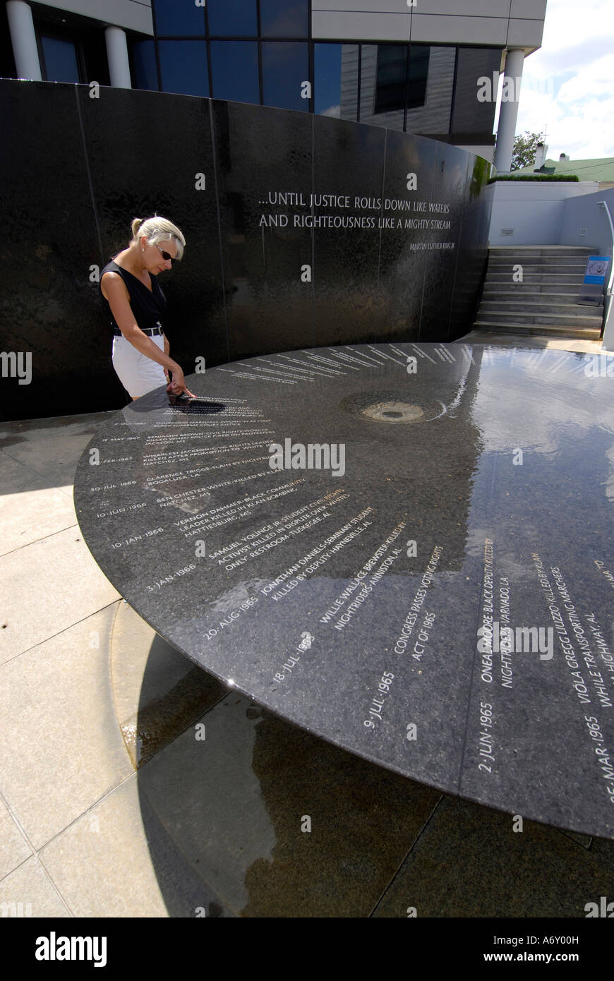 Timeline memorial by Maya Lin architect at the Civil Rights Memorial Center Montgomery Alabama Stock Photo