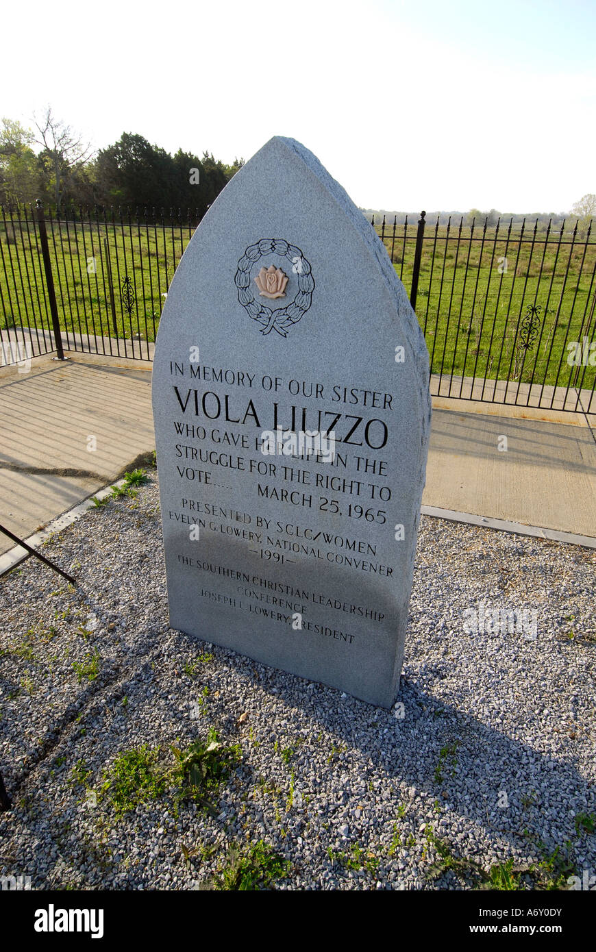 Monument to Viola Liuzzo who gave life in historic Selma Alabama AL civil rights march movement Stock Photo