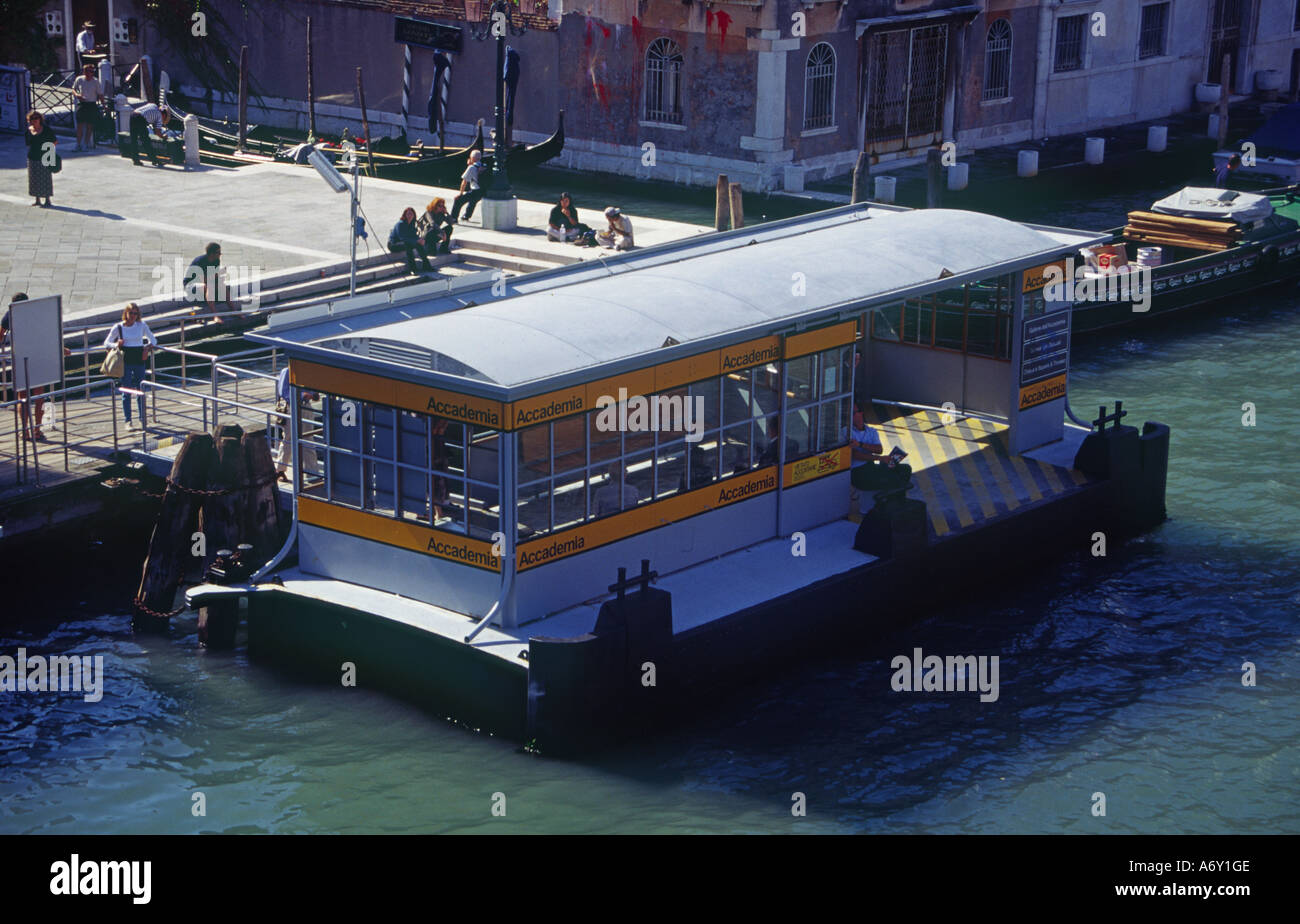 Accademia vaporetto stop on the Grand Canal of Venice Italy Stock Photo