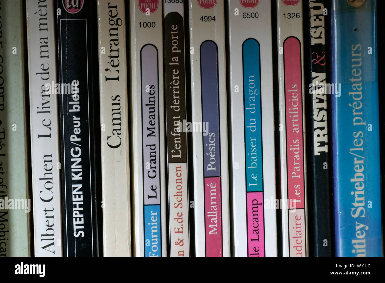 Section of a French woman's bookshelf Paris Stock Photo Alamy