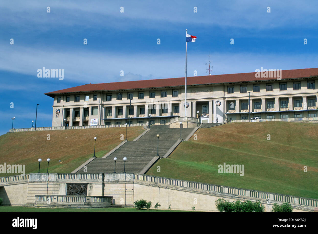 Panama Canal Administration Building Balboa Panama Central America Stock Photo