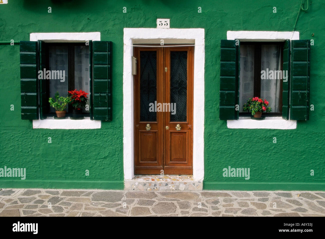 Door and windows of a house Burano Venice Veneto Italy Europe Stock ...