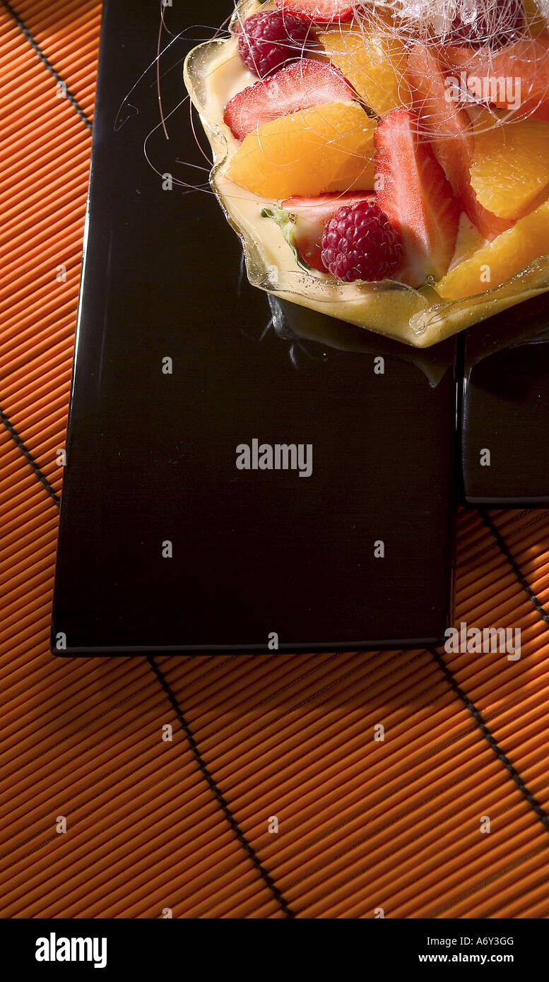 Fruit zabaglione in caramel cup Stock Photo Alamy