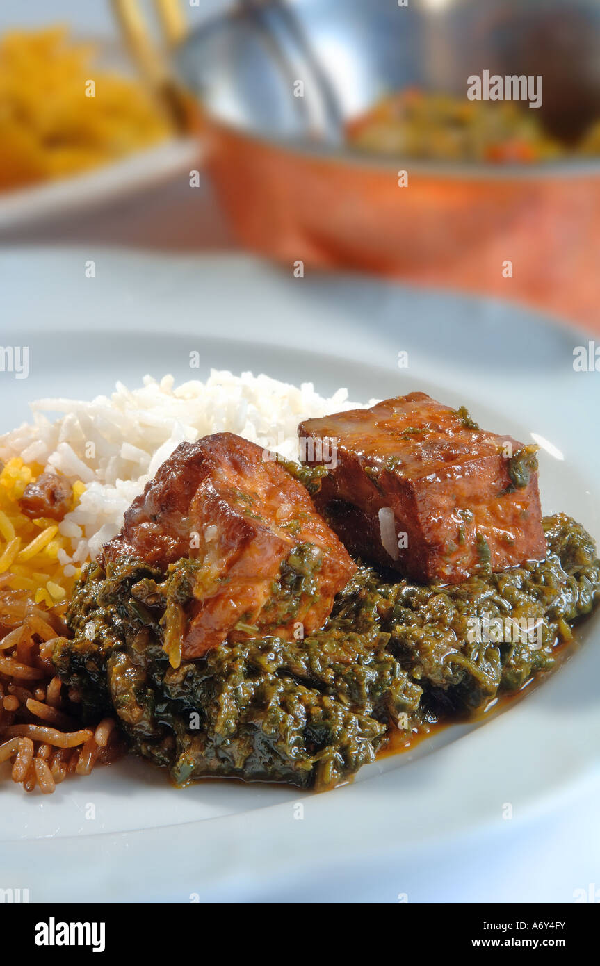 Palak paneer Indian style spinachs with sof unripened cheese Stock
