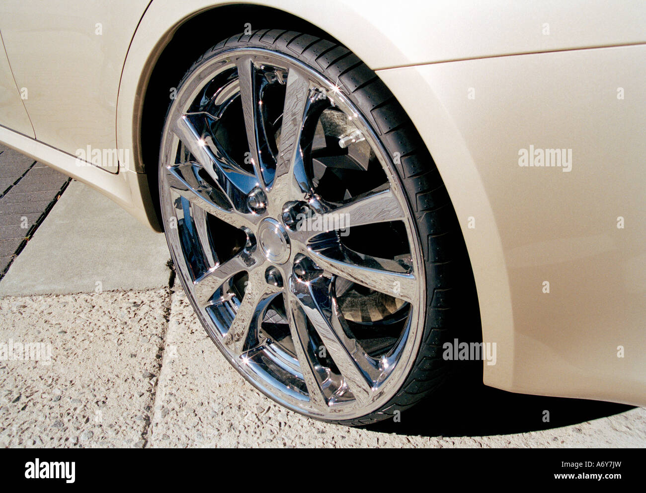 Alloy wheel on a sports car Stock Photo