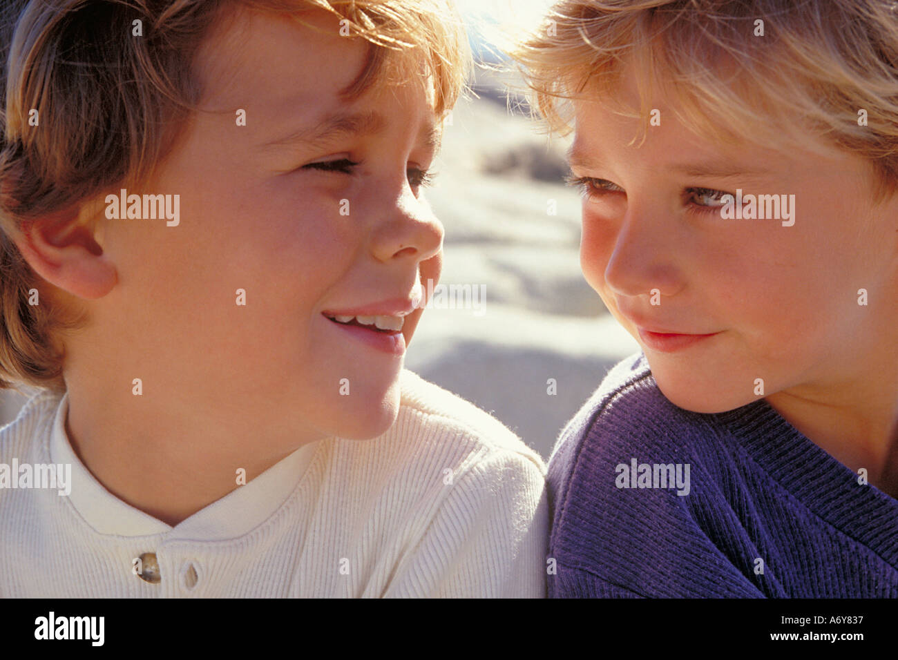 Two boys talking outside hi-res stock photography and images - Alamy