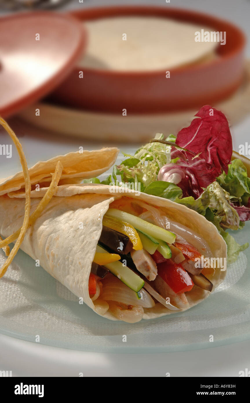 Chicken burritos with homemade sauce Stock Photo - Alamy
