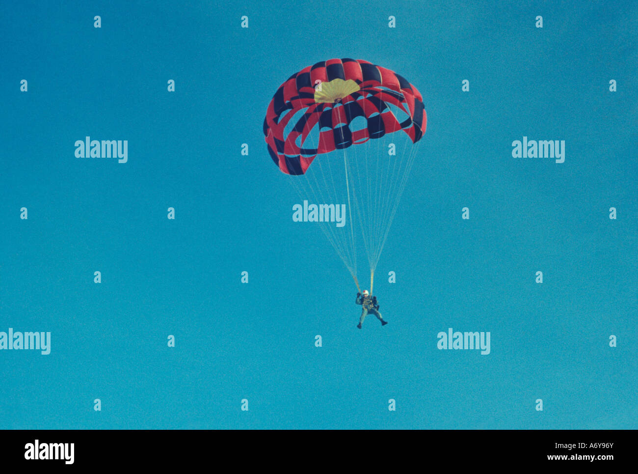 Man parachute jumping Stock Photo Alamy