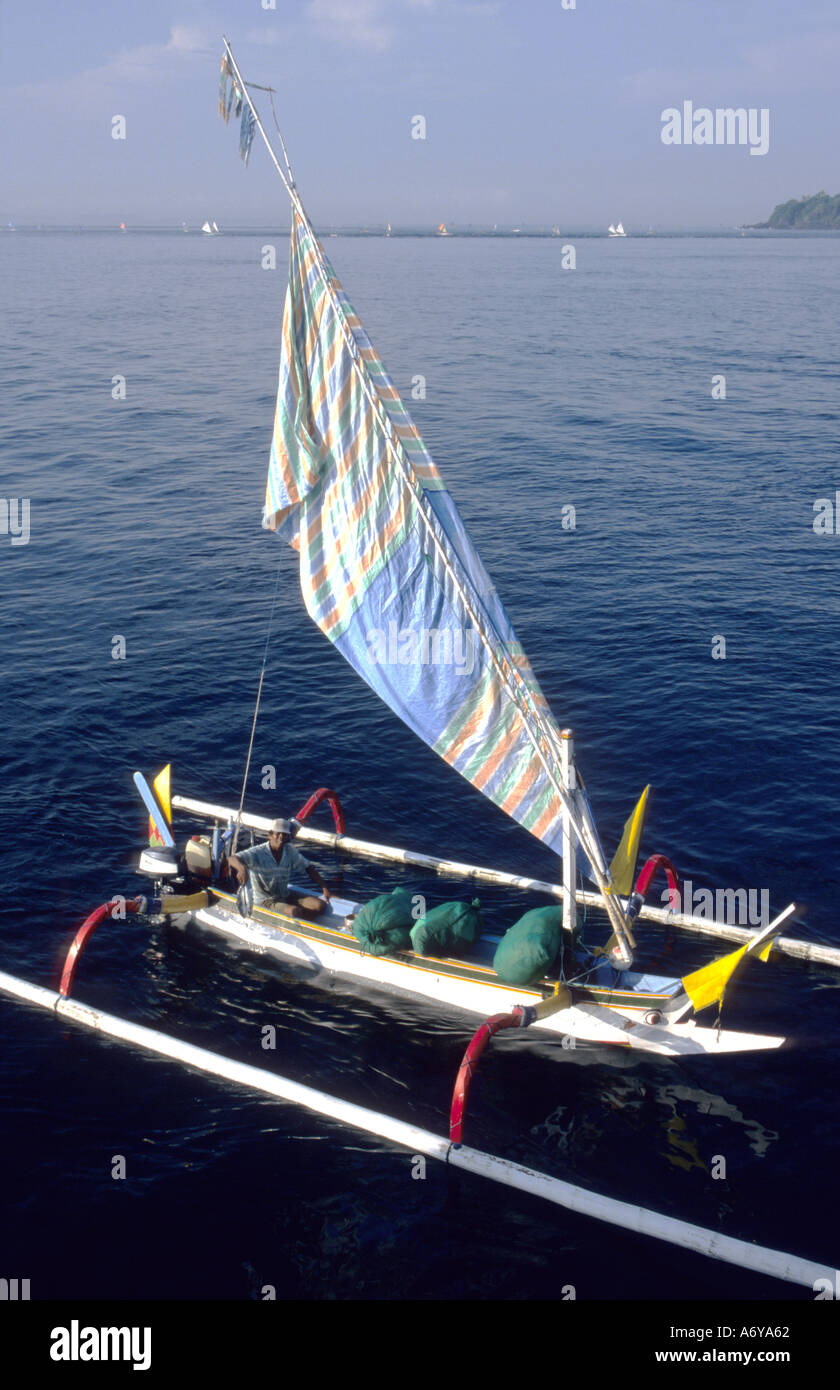 Prahus type sailing boats off Sanur Beach,Bali.Indonesian Archipelago