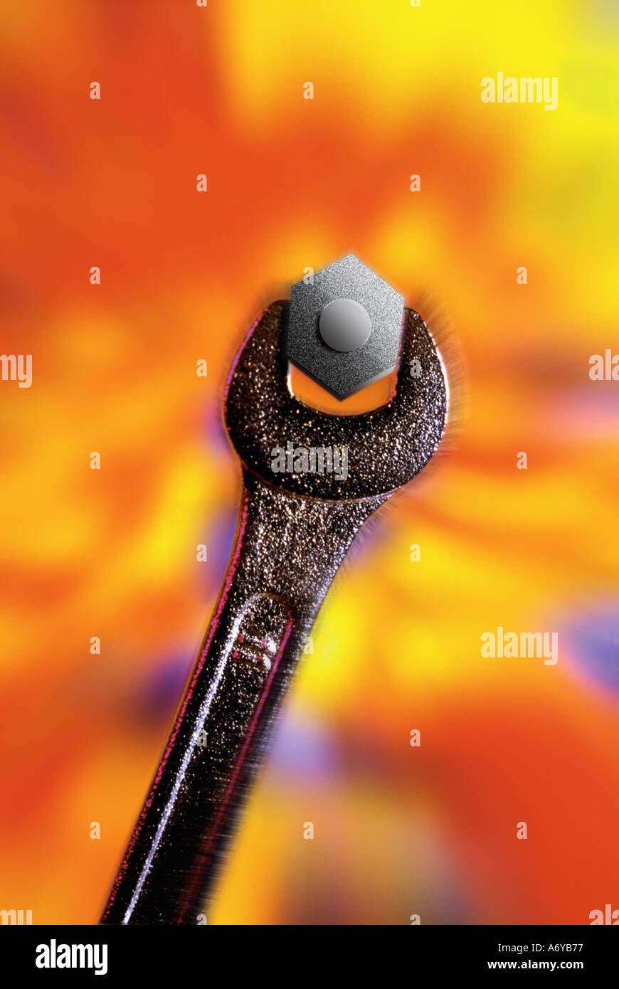 Spanner tightening a bolt nut Stock Photo Alamy